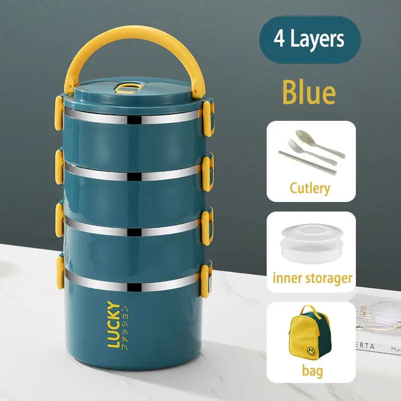 Thermos Bento Box - 4 Blue With bag