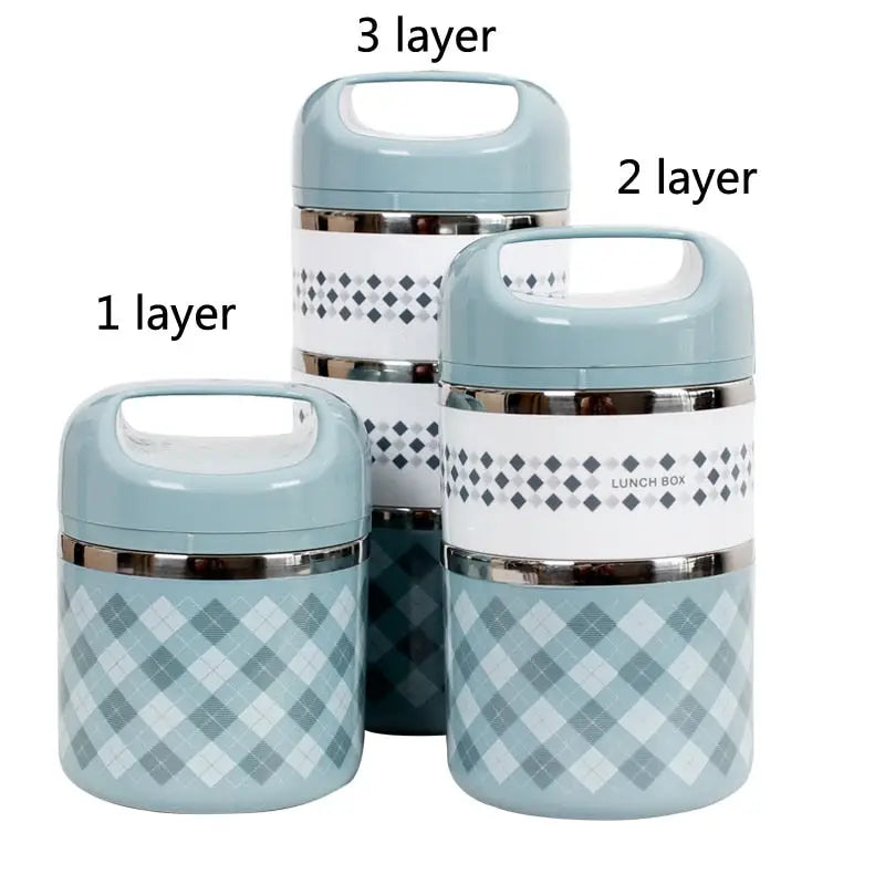 Thermos Bento Lunch Box - Blue Lunch Box / 3layer-1230ml