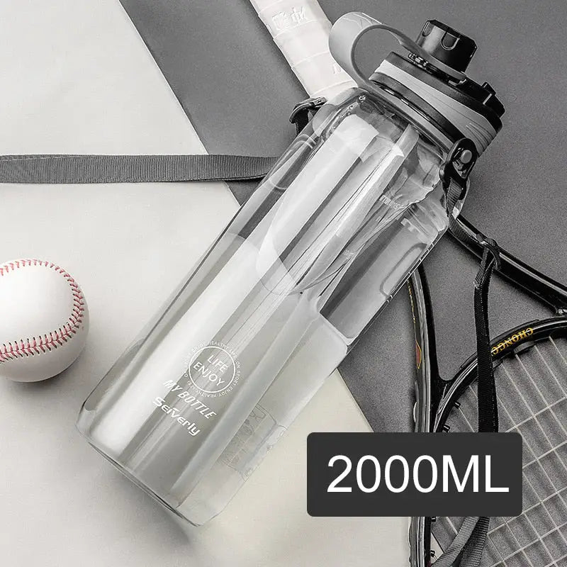 Transparent Sports Water Bottle - Black 2000ML