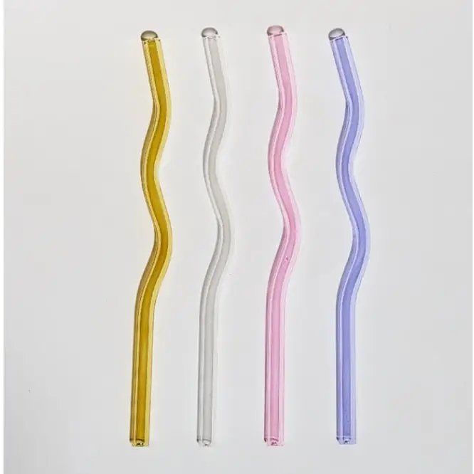 Twist Colorful Glass Straw - Eco-Friendly Reusable Drinking Straws