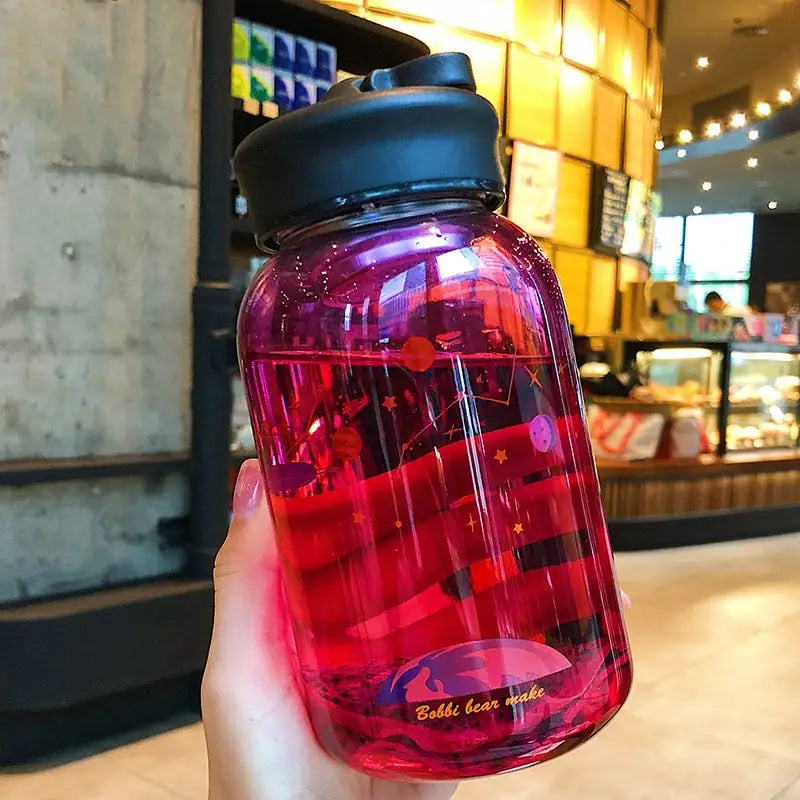 Wide Mouth Glass Water Bottle - 600ml / Red